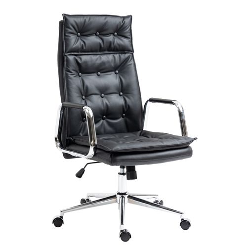Fauteuil De Bureau Sotira En Véritable Cuir Ajustable Et Pivotant Noir