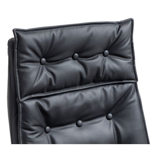 Fauteuil De Bureau Sotira En Véritable Cuir Ajustable Et Pivotant Noir