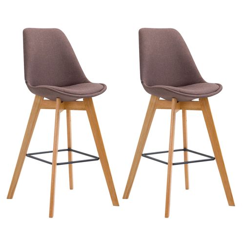 Lot De 2 Tabourets De Bar Metz En Tissu Marron/nature