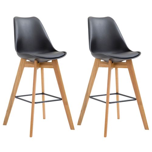 Lot De 2 Tabourets De Bar Metz Avec Assise En Plastique Noir /nature