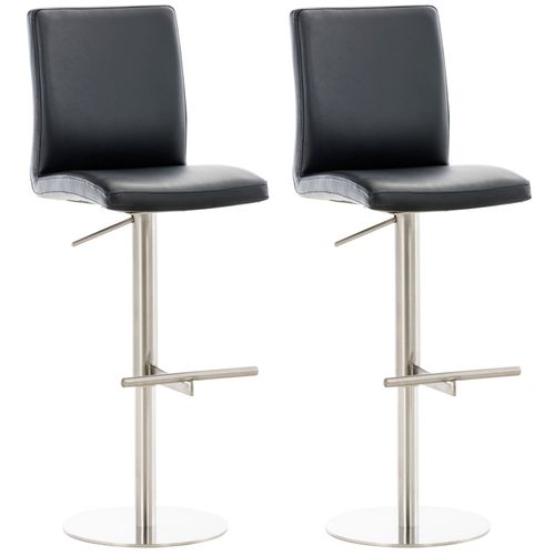 Lot De 2 Tabourets De Bar Cadiz En Similicuir Noir /acier Inoxydable