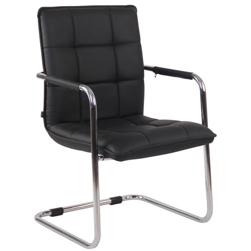 Chaise Cantilever Gandia En Similicuir Noir /chrome