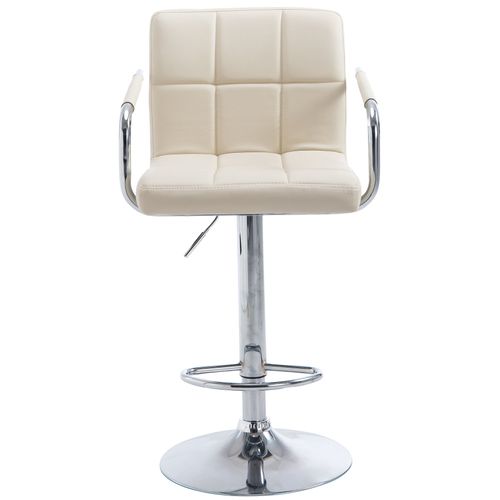 Lot De 2 Tabourets De Bar Lucy  V2 En Similicuir Crème/chrome