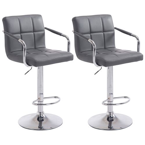 Lot De 2 Tabourets De Bar Lucy  V2 En Similicuir Gris/chrome