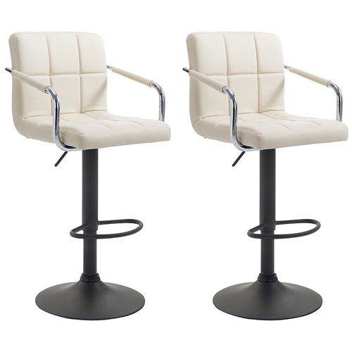 Lot De 2 Tabourets De Bar Lucy  V2 En Similicuir Crème/noir