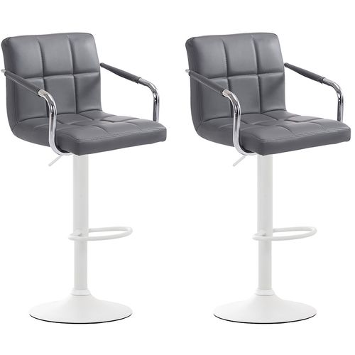 Lot De 2 Tabourets De Bar Lucy  V2 En Similicuir Gris/blanc