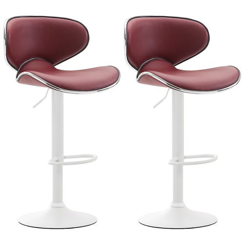 Lot De 2 Tabourets De Bar Las Vegas V2 Similicuir Bordeaux/blanc