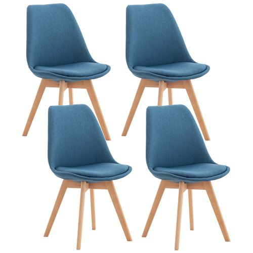 Lot De 4 Chaises De Cuisine Linares Bleu/tissu