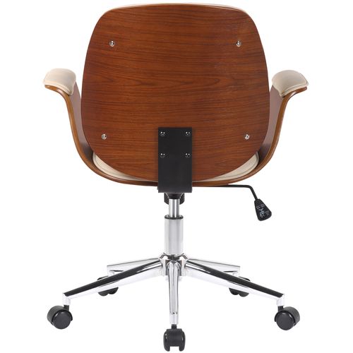 Fauteuil De Bureau Kemberg En Similicuir Avec Coque D'assise En Bois Noyer / Crème