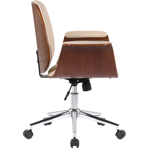 Fauteuil De Bureau Kemberg En Similicuir Avec Coque D'assise En Bois Noyer / Crème