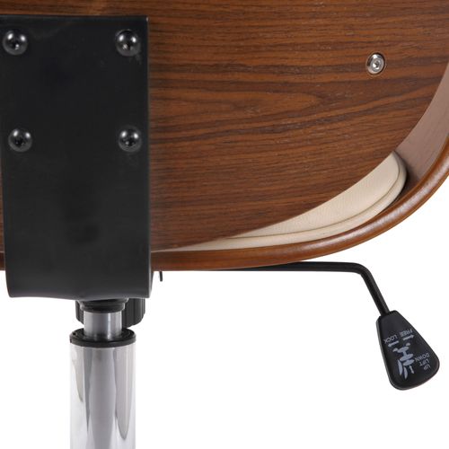 Fauteuil De Bureau Kemberg En Similicuir Avec Coque D'assise En Bois Noyer / Crème