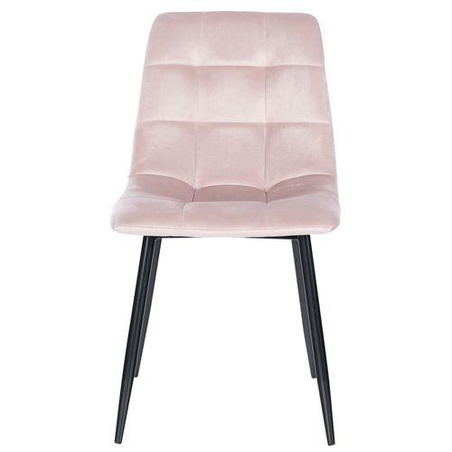 Chaise De Salle À Manger Antibes En Velours Avec Pieds En Métal Noir Rose