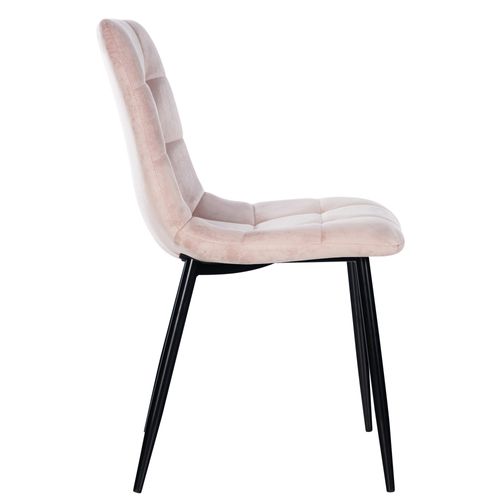 Chaise De Salle À Manger Antibes En Velours Avec Pieds En Métal Noir Rose
