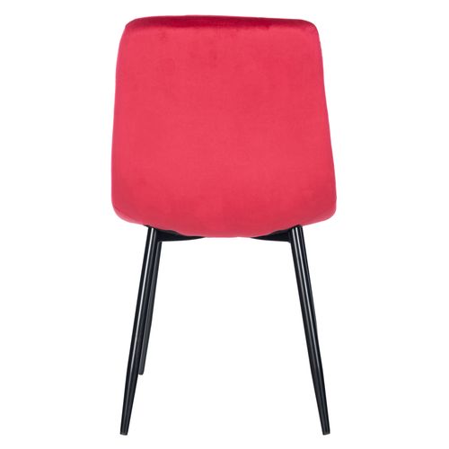 Chaise De Salle À Manger Antibes En Velours Avec Pieds En Métal Noir Rouge