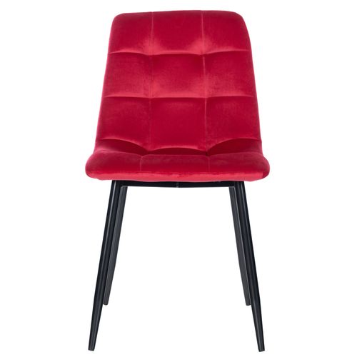 Chaise De Salle À Manger Antibes En Velours Avec Pieds En Métal Noir Rouge