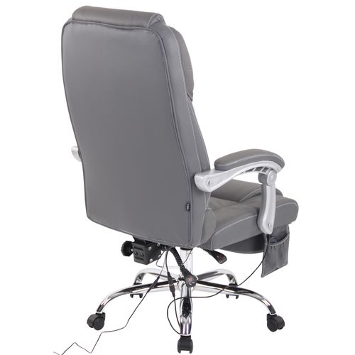 Fauteuil De Bureau Pacific En Véritable Cuir Avec Fonction Massage Gris