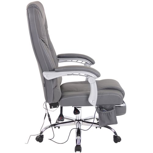 Fauteuil De Bureau Pacific En Véritable Cuir Avec Fonction Massage Gris