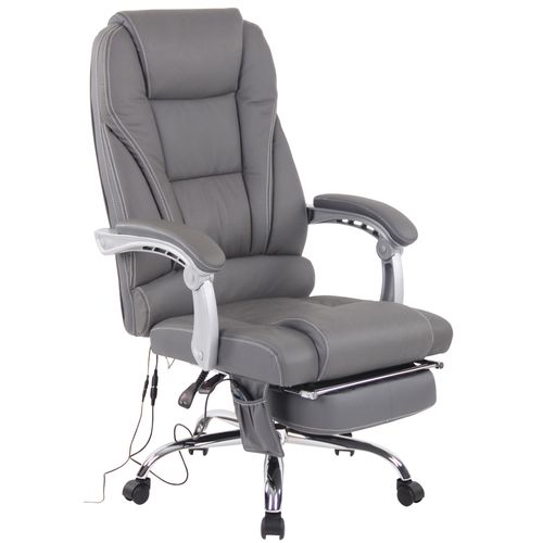 Fauteuil De Bureau Pacific En Véritable Cuir Avec Fonction Massage Gris