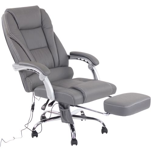 Fauteuil De Bureau Pacific En Véritable Cuir Avec Fonction Massage Gris