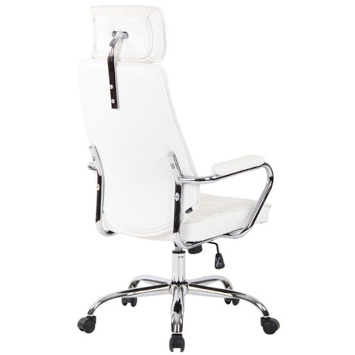 Fauteuil De Bureau  Rako En Véritable Cuir Ajustable Et Pivotant Blanc