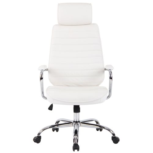 Fauteuil De Bureau  Rako En Véritable Cuir Ajustable Et Pivotant Blanc