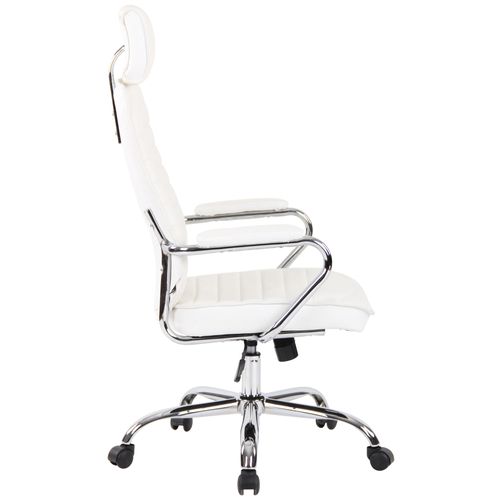 Fauteuil De Bureau  Rako En Véritable Cuir Ajustable Et Pivotant Blanc