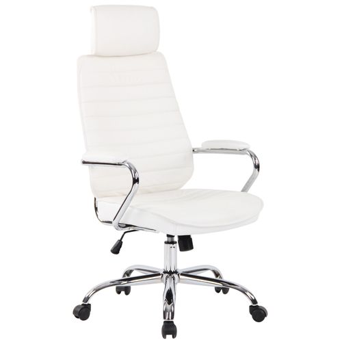 Fauteuil De Bureau  Rako En Véritable Cuir Ajustable Et Pivotant Blanc