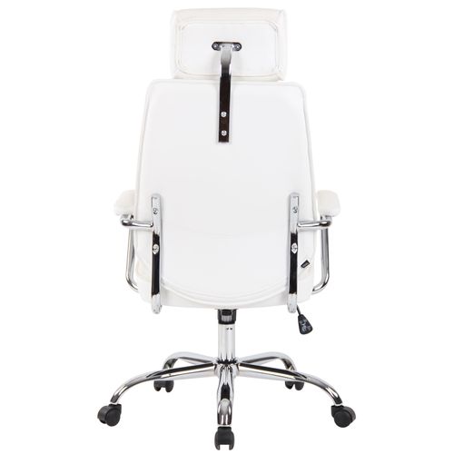 Fauteuil De Bureau  Rako En Véritable Cuir Ajustable Et Pivotant Blanc