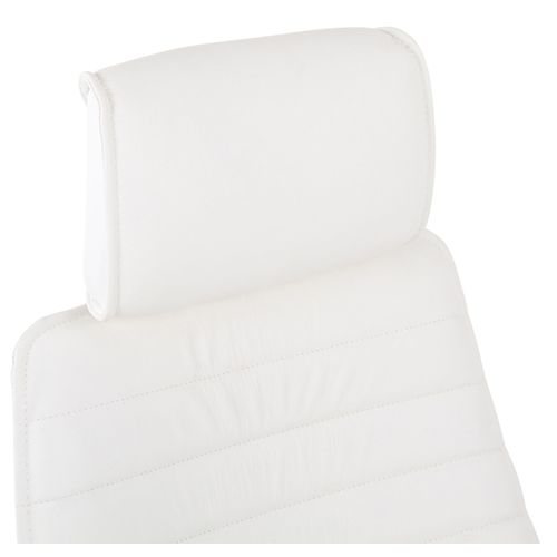 Fauteuil De Bureau  Rako En Véritable Cuir Ajustable Et Pivotant Blanc