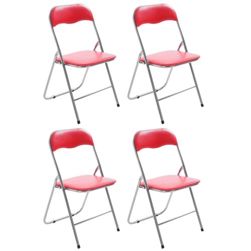 Lot De 4 Chaises Pliables Felix Rouge / Argent