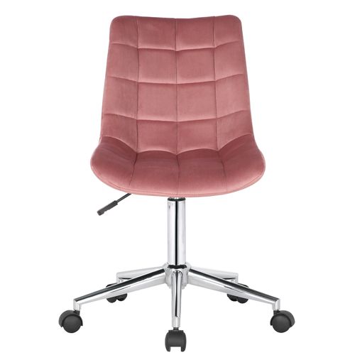 Chaise De Bureau Pivotant Medford En Velours Avec Hauteur Ajustable Et Roulettes Rose