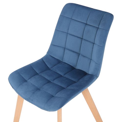 Chaise De Salle À Manger Passaic En Velours Avec Pieds En Bois De Hêtre Bleu