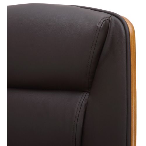 Fauteuil De Bureau Yankton En Similicuir Avec Coque De Siège En Bois Noyer / Marron