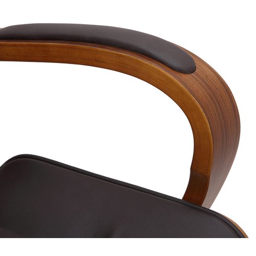 Fauteuil De Bureau Yankton En Similicuir Avec Coque De Siège En Bois Noyer / Marron