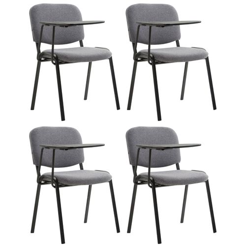 Lot De 4 Chaises Ken En Tissu Avec Tablette Rabattable Gris
