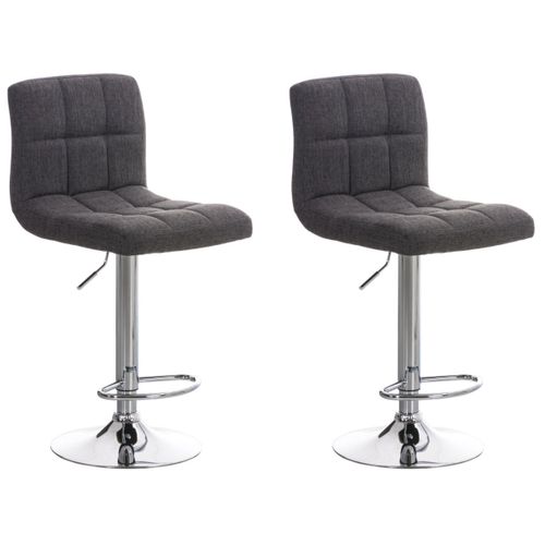 Lot De 2 Tabourets De Bar Peru En Tissu Piètement Métal Pivotant Et Ajustable Gris Clair