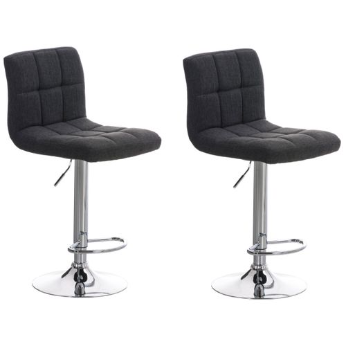 Lot De 2 Tabourets De Bar Peru En Tissu Piètement Métal Pivotant Et Ajustable Gris Foncé