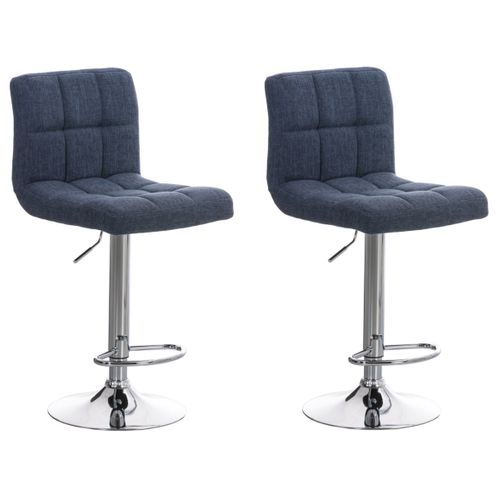 Lot De 2 Tabourets De Bar Peru En Tissu Piètement Métal Pivotant Et Ajustable Bleu