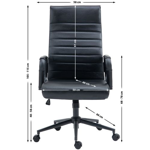 Fauteuil De Bureau Kolumbus En Véritable Cuir Noir / Noir