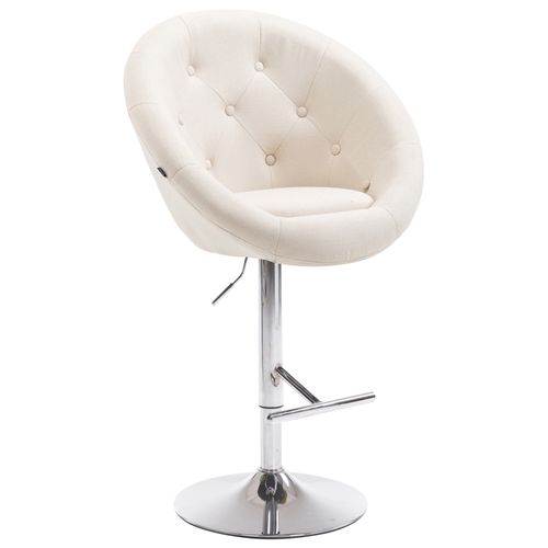 Tabouret De Bar London V2 En Tissu Avec Pied Et Repose-pieds En Métal Crème/chrome