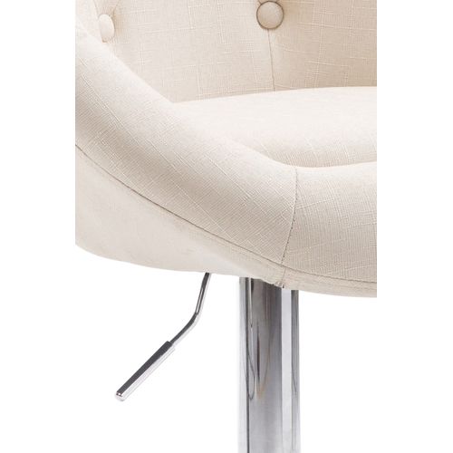 Tabouret De Bar London V2 En Tissu Avec Pied Et Repose-pieds En Métal Crème/chrome