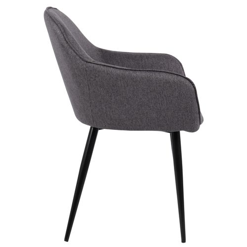 Lot De 2 Chaises De Salle À Manger Boise En Tissu Avec Piètement En Métal Noir Gris Foncé
