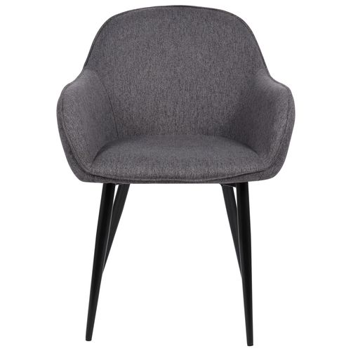 Lot De 2 Chaises De Salle À Manger Boise En Tissu Avec Piètement En Métal Noir Gris Foncé