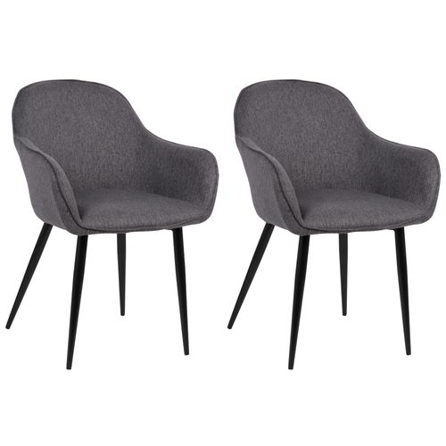 Lot De 2 Chaises De Salle À Manger Boise En Tissu Avec Piètement En Métal Noir Gris Foncé