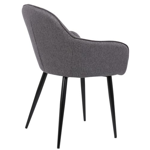 Lot De 2 Chaises De Salle À Manger Boise En Tissu Avec Piètement En Métal Noir Gris Foncé