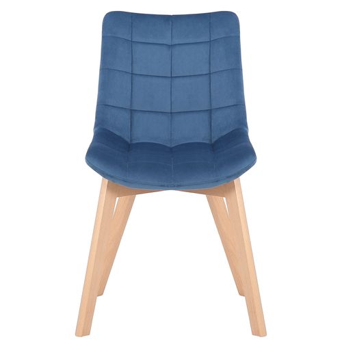 Lot De 2 Chaises De Salle À Manger Passaic Velours Avec Pieds En Bois De Hêtre Bleu