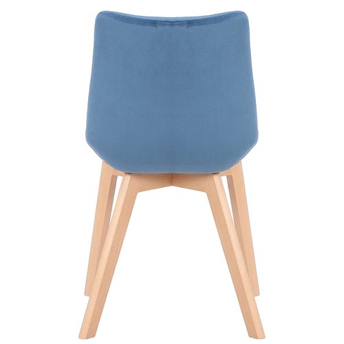 Lot De 2 Chaises De Salle À Manger Passaic Velours Avec Pieds En Bois De Hêtre Bleu