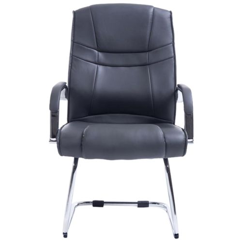 Lot De 2 Chaises Cantilever Attila En Similicuir Avec Accoudoirs Gris