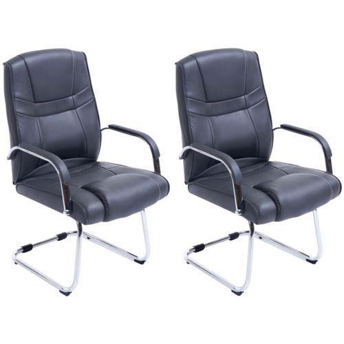 Lot De 2 Chaises Cantilever Attila En Similicuir Avec Accoudoirs Gris
