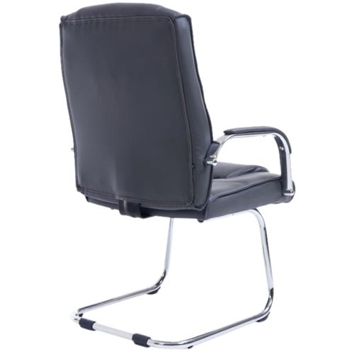 Lot De 2 Chaises Cantilever Attila En Similicuir Avec Accoudoirs Gris